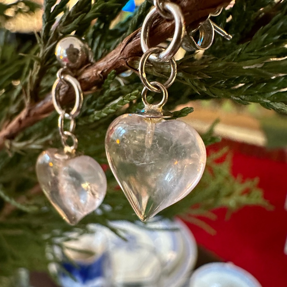 Elegant Sterling Silver Rose Quartz Heart Earrings